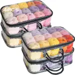 4 Stück Garn Aufbewahrungs Organizer, Transparenter Tragbare Garnaufbewahrung, Staubdichte Wolle Aufbewahrung, Garnaufbewahrung mit Reißverschlüssen und Griff, Mittel