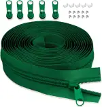 LHZHLE 3mm Endlosreißverschluss Mit Zipper: 3.65m Dunkelgrün Nylon Reissverschluss - Meterware mit 5 Reißverschlusszügen für Nähen Bettwäsche und Kopfkissen