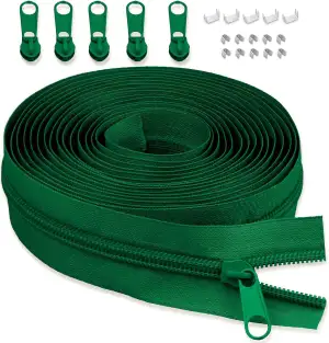 LHZHLE 3mm Endlosreißverschluss Mit Zipper: 3.65m Dunkelgrün Nylon Reissverschlu