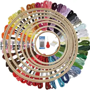 HAUSPROFI Stickerei Starter Set Kreuzstich Tool Kit Einschließlich 50 Farbfäden 