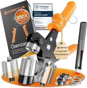 CRAFTUS® Alpha Ösenzange für Planen & Stoffe mit wechselbarem Stanzkopf [10mm] I