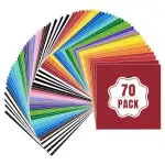 Lya Vinyl 70 Stück Klebefolien Vinylfolie Plotter, Glänzend Plotterfolie Vinyl (30.5cm x 20.5 cm) - Plotterfolie Selbstklebend für DIY-Geschenke, Tasse, Fenster, Keramik, Kunststoff