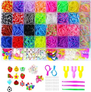 Yestrong 2500+Loom Bänder Set, Loom Bänder Zubehör Bunte Gummibänder Loops Gummi
