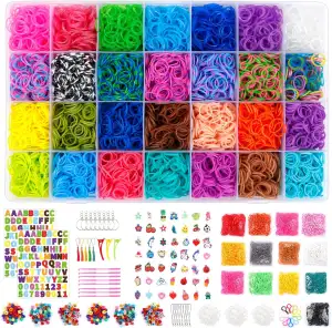 Inscraft 21900+ Loom Bands Refill Kit mit Organizer, 20000+ Gummibänder in 41 Fa