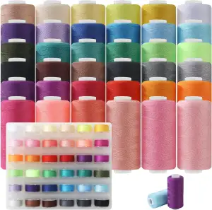 Nähgarn Set 366 Meter Nähmaschinengarn 36 Nähgarnfarben mit 36 Overlockgarn Spulen,Hochfester Polyesterfaden Nähgarn Für Nähmaschine Passend, Nähzubehör für alle Sewing Machine Overlock Nähmaschine