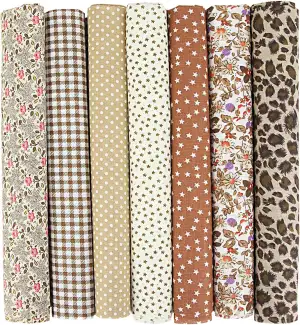 7 Stück Baumwollstoff Paket, COGVOHY 50 × 50 cm Stoffe zum Nähen, Patchwork Stof