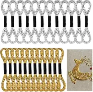 24 Stück Stickgarn Metallic Gold,Stickgarn Gold,Polyestergarn Kreuzstichfäden An