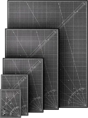 CRAFTUS Schneidematte A0 Schwarz-Grau [90x120cm] | Bastelunterlage selbstheilend mit 5-lagigem Schnittschutzkern | Bastelmatte mit beidseitigen Präzisionsmuster & Winkelmesser