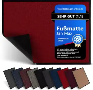 Jan Max Schmutzfangmatte - 8 Farben - Fußmatte mit 2900g/m2 PP Twisted Heatset F