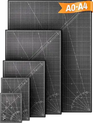CRAFTUS Schneidematte A3 Schwarz-Grau [30x45cm] | Bastelunterlage selbstheilend 