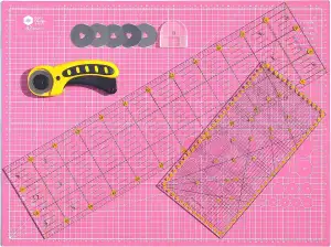 45 mm Rollschneider Stoffschneider Set inkl. selbstheilende Schneideunterlage A2